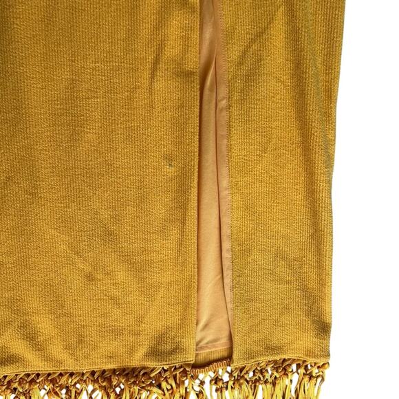 Saylor Women’s Jynx Fringe Halter Neck Mango Yellow Knit Midi Dress Sz S - Picture 10 of 13